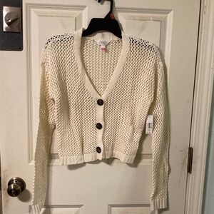 No Boundaries Cream Knit Cardigan Small